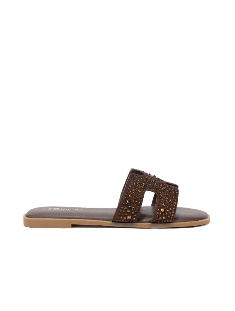 Mules plates ornées de strass